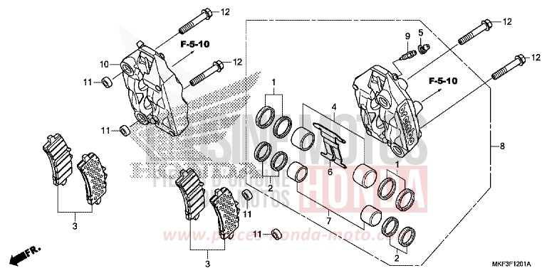 VORDERRAD-BREMSSATTEL (CBR1000S1/S2) von CBR1000RR SP SP1 SP2 VICTORY RED (R334X) von 2017